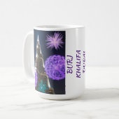 Burj Khalifa met verlichte bloemen Dubai VAE Koffiemok (Voorkant links)