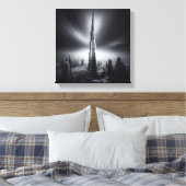 Burj Khalifa Monochrome Skyline - Dramatische Urba Canvas Afdruk (Insitu (Slaapkamer))