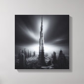 Burj Khalifa Monochrome Skyline - Dramatische Urba Canvas Afdruk (Voorkant)