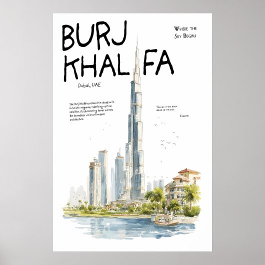 Burj Khalifa Poster Dubai VAE Silhouette Modern (Voorkant)