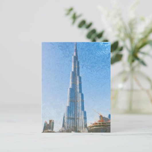 Burj Khalifa, schilderij in Dubai Briefkaart (Staand voorkant)