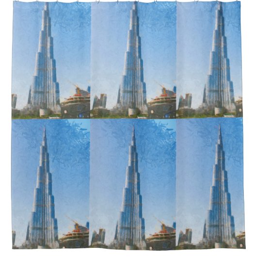 Burj Khalifa, schilderij in Dubai Douchegordijn (Voorkant)