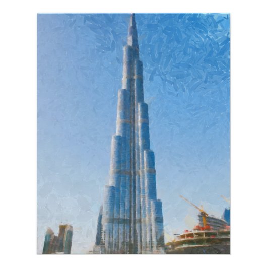 Burj Khalifa, schilderij in Dubai Poster (Voorkant)