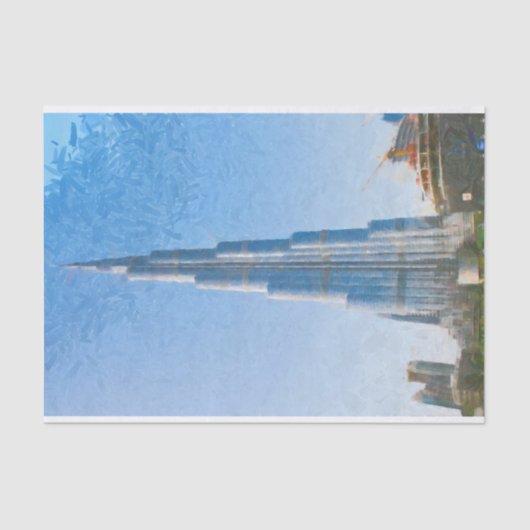 Burj Khalifa, schilderij in Dubai Tissuepapier (Voorkant)