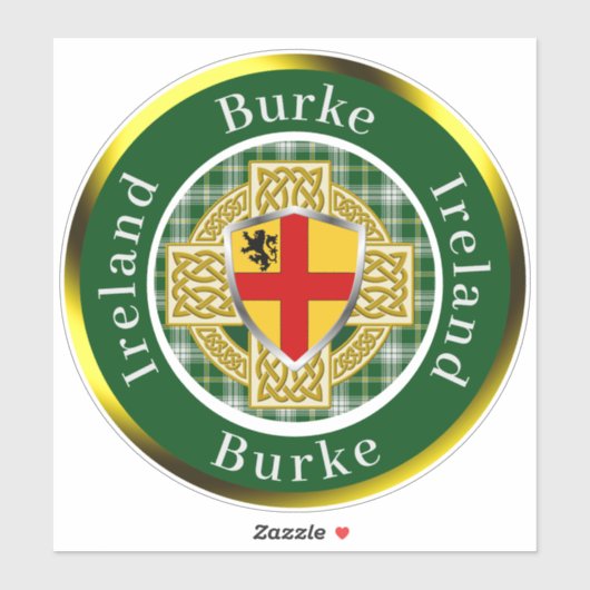 Burke Irish Shield & Celtic Cross Persoonlijk Sticker (Vel)