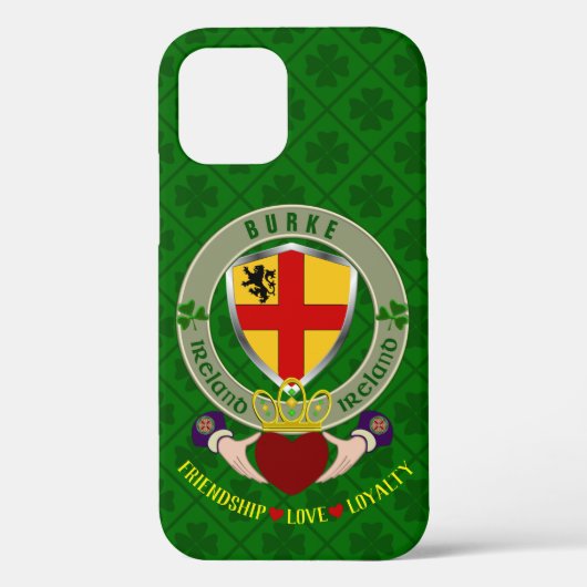 Burke Irish Shield & Claddagh Personalized Case-Mate iPhone Case (Achterkant)