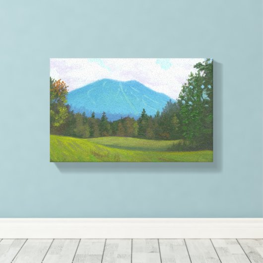 Burke Mountain Stretched Canvas Print (Insitu (Houten vloer))