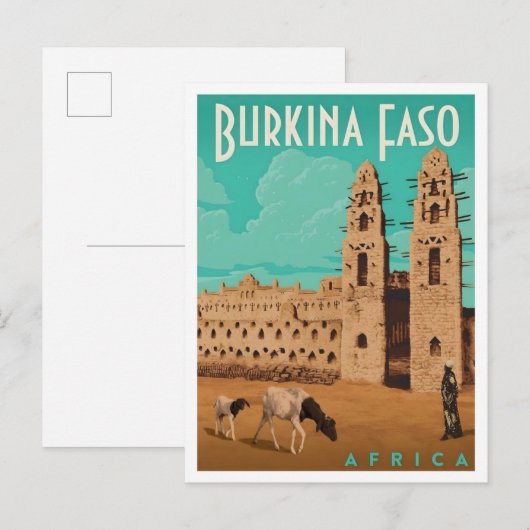 Burkina Faso Afrika Reisreclame Briefkaart (Voorkant / Achterkant)