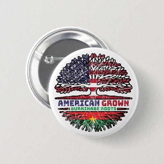 Burkina Faso Burkinabe American USA Tree Roots Ronde Button 5,7 Cm (Voorkant /achterkant)