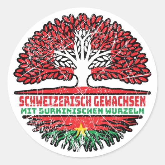 Burkina Faso Burkinisch Schweizer Schweiz Ronde Sticker (Voorkant)