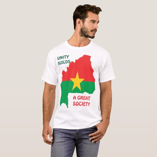 BURKINA FASO, EENHEID BOUWT EEN GROTE SAMENLEVING T-SHIRT (Voorkant volledig)