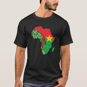 Burkina Faso Flag Africa Kaart Eetnisch erfgoed Zw T-shirt