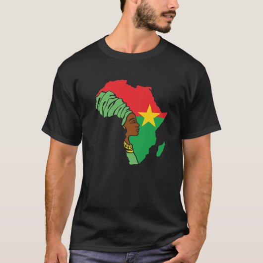 Burkina Faso Flag Africa Kaart Eetnisch erfgoed Zw T-shirt (Voorkant)