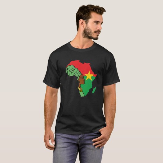Burkina Faso Flag Africa Kaart Eetnisch erfgoed Zw T-shirt (Voorkant volledig)