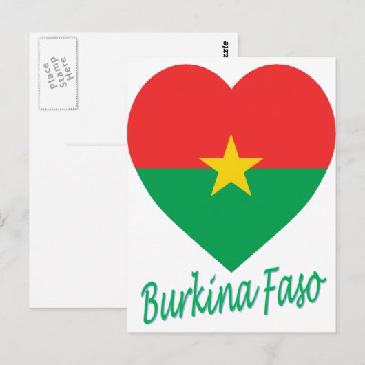Burkina Faso Flag Heart Briefkaart (Voorkant / Achterkant)