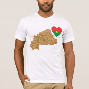 Burkina Faso Flag Heart en Map T-Shirt