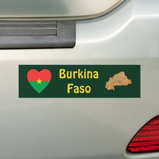 Burkina Faso Flag Heart + Map Bumpersticker (Op auto)