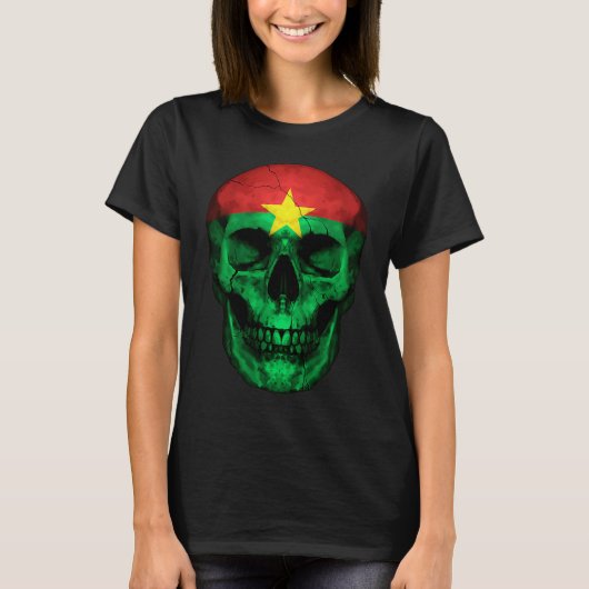 Burkina Faso Flag Skull Burkinabé Roots Proud Patr T-shirt (Voorkant)