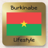 Burkina Faso Flag+Text Onderzetter (Voorkant)