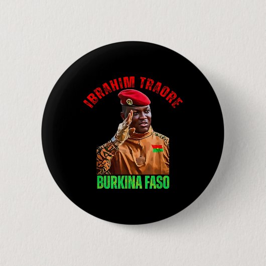 Burkina Faso- Ibrahim Traoré Thomas Sankara Ronde Button 5,7 Cm (Voorkant)