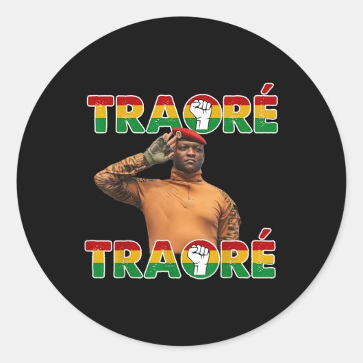 Burkina Faso - Ibrahim Traoré _ Thomas Sankara Ronde Sticker (Voorkant)