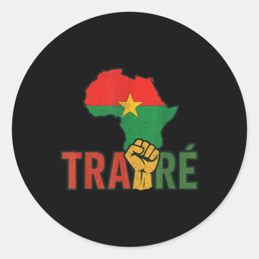 Burkina Faso-Ibrahim Traoré _ Thomas Sankara Ronde Sticker (Voorkant)