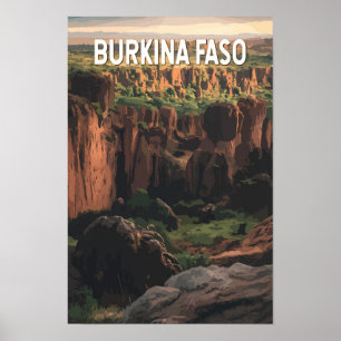 Burkina Faso Illustratie Reis Kunst Vintage Poster