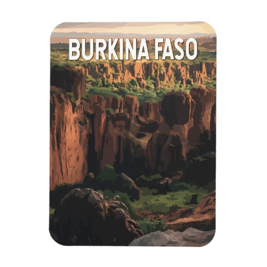 Burkina Faso Illustratie Reizen Art Vintage Magneet (Verticaal)