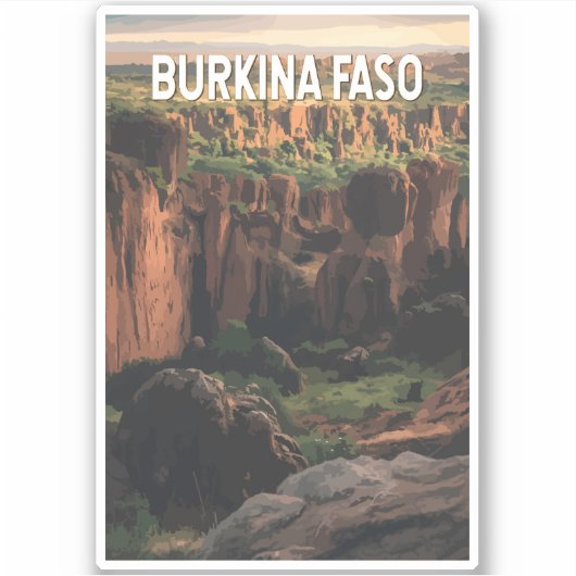 Burkina Faso Illustratie Reizen Art Vintage Sticker (Voorkant)