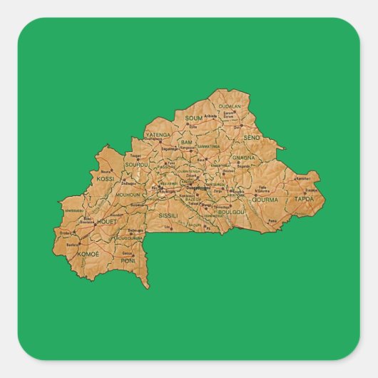 Burkina Faso Kaart Sticker (Voorkant)