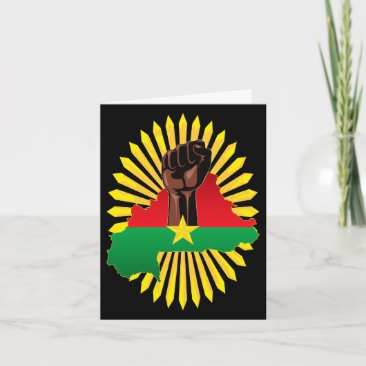 Burkina Faso kaart, vlag en revolutie vuist (Voorkant)