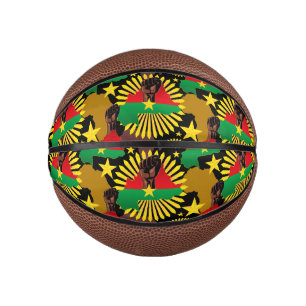 Burkina Faso kaart, vlag en revolutie vuist Basketbal