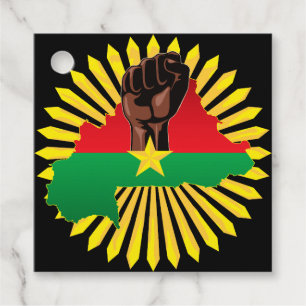 Burkina Faso kaart, vlag en revolutie vuist Bedankjes Labels