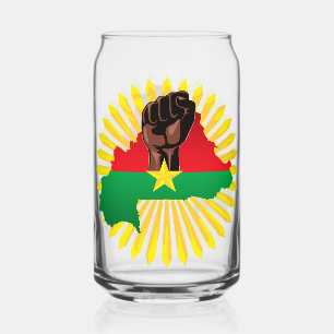 Burkina Faso kaart, vlag en revolutie vuist Blikvorm Glas