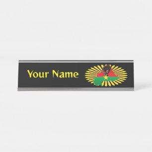 Burkina Faso kaart, vlag en revolutie vuist Bureau Naambordje