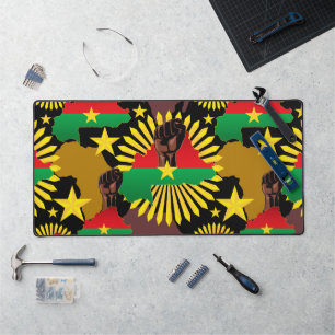 Burkina Faso kaart, vlag en revolutie vuist Bureaumat