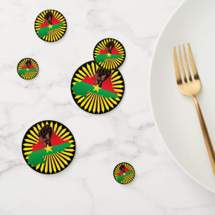 Burkina Faso kaart, vlag en revolutie vuist Confetti
