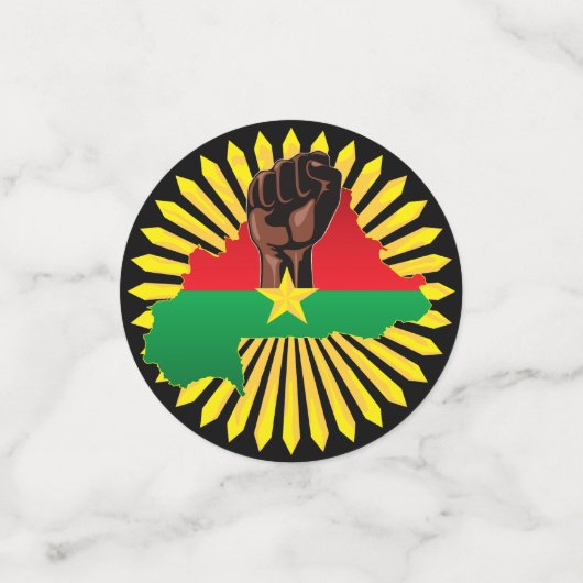 Burkina Faso kaart, vlag en revolutie vuist Confetti (Kleine voorkant)