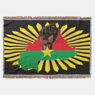 Burkina Faso kaart, vlag en revolutie vuist Deken
