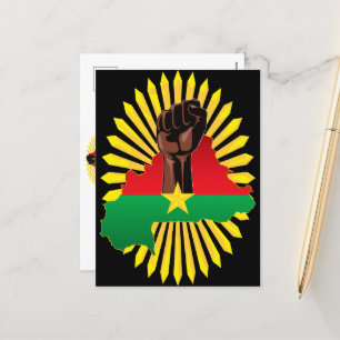 Burkina Faso kaart, vlag en revolutie vuist Feestdagenkaart