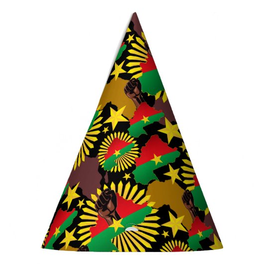 Burkina Faso kaart, vlag en revolutie vuist Feesthoedjes (Links)