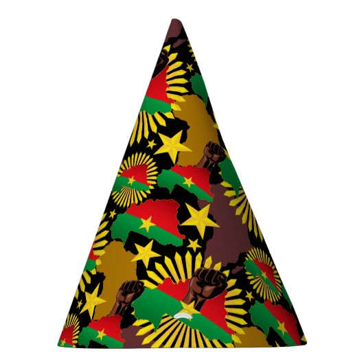 Burkina Faso kaart, vlag en revolutie vuist Feesthoedjes (Rechts)