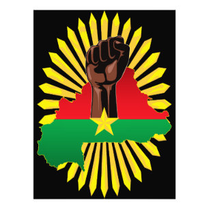 Burkina Faso kaart, vlag en revolutie vuist Foto Afdruk