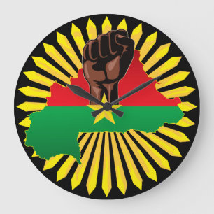 Burkina Faso kaart, vlag en revolutie vuist Grote Klok