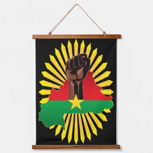Burkina Faso kaart, vlag en revolutie vuist Hangend Wandkleed (Voorkant)