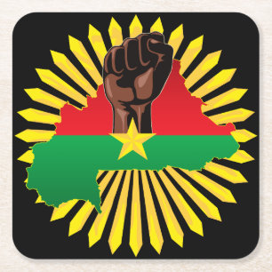 Burkina Faso kaart, vlag en revolutie vuist Kartonnen Onderzetters