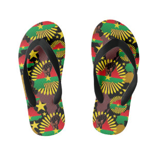 Burkina Faso kaart, vlag en revolutie vuist Kinder Teenslippers