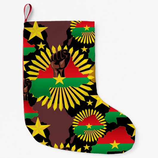 Burkina Faso kaart, vlag en revolutie vuist Kleine Kerstsok (Voorkant)