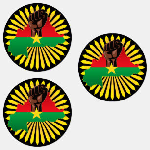 Burkina Faso kaart, vlag en revolutie vuist Labels