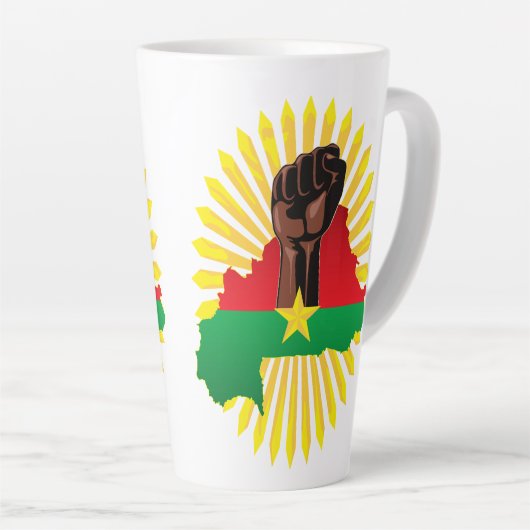 Burkina Faso kaart, vlag en revolutie vuist Latte Mok (Rechterhoek)